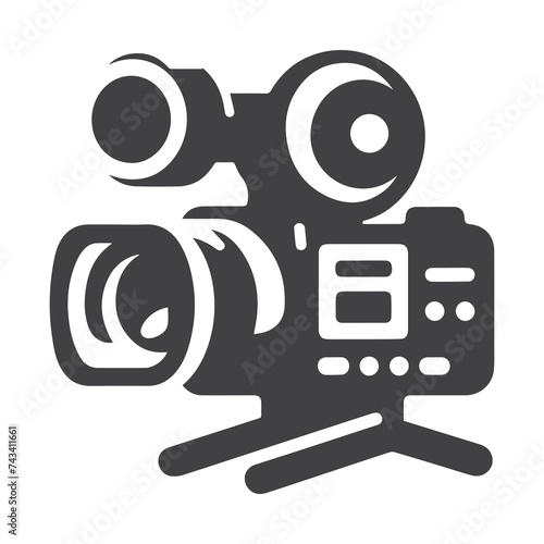 Retro cinema icon. Movie camera. Film Industry silhouette icons on the white