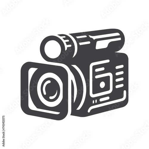 Retro cinema icon. Movie camera. Film Industry silhouette icons on the white
