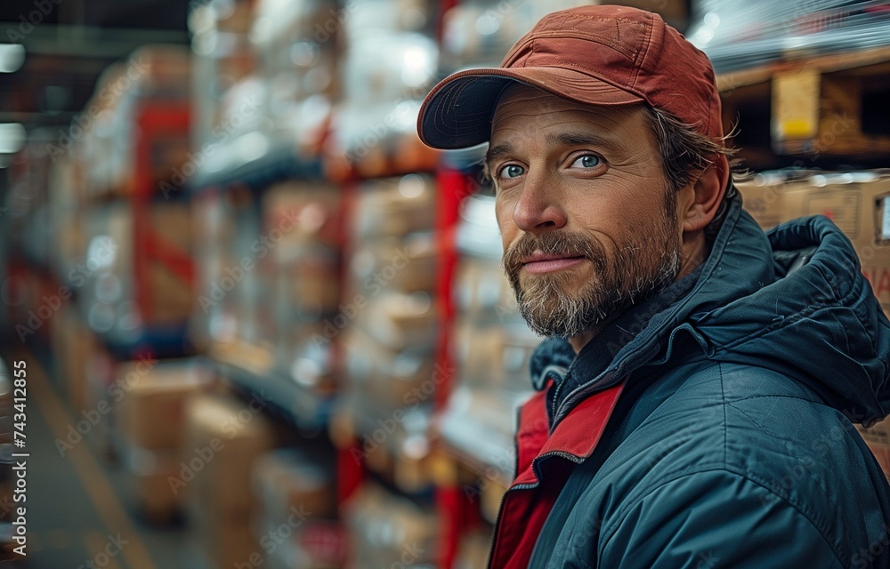 Portrait of a male warehouse worker in the storage area Portrait of a male warehouse worker in the storage area