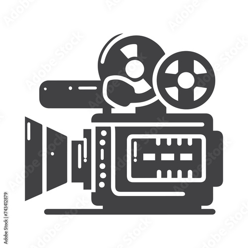 Retro cinema icon. Movie camera. Film Industry silhouette icons on the white