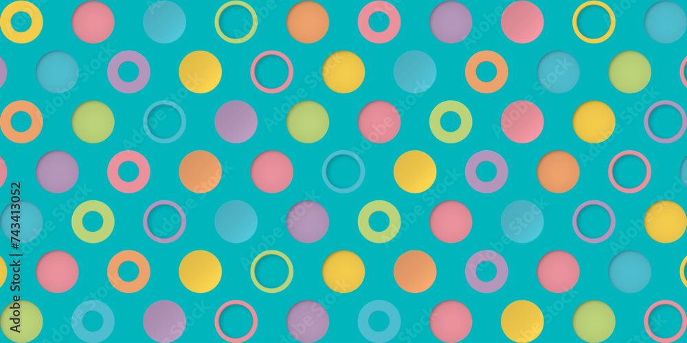 Colorful 3D circle shape pattern paper cut style on blue background vector illustration. Colorful 3D circle shape pattern paper cut style on blue background vector illustration.