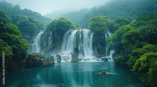 A Majestic Waterfall Cascading Down Rocky, Background Image, Background For Banner, HD