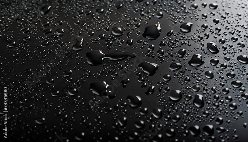 water drops on black background in a drop of rain