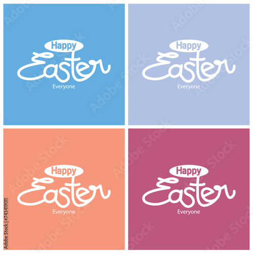 Happy easter logo with greeting text in colorful background set