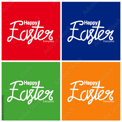 Happy easter logo with greeting text in colorful background set
