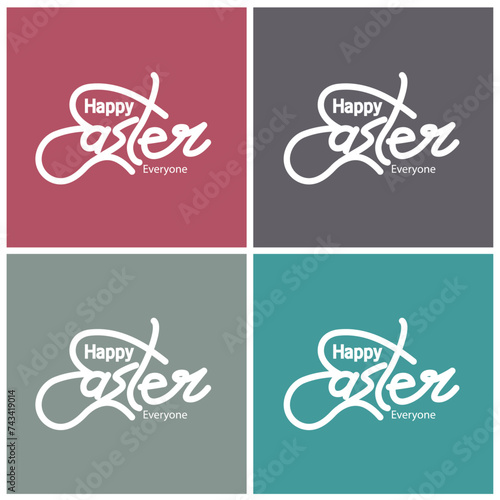Happy easter logo with greeting text in colorful background set