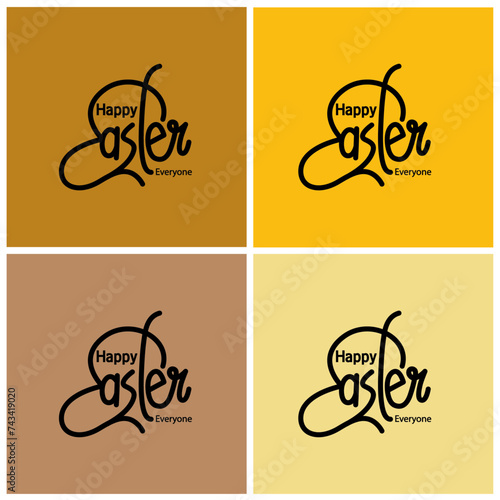 Happy easter logo with greeting text in colorful background set