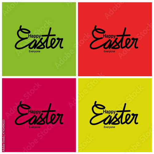 Happy easter logo with greeting text in colorful background set