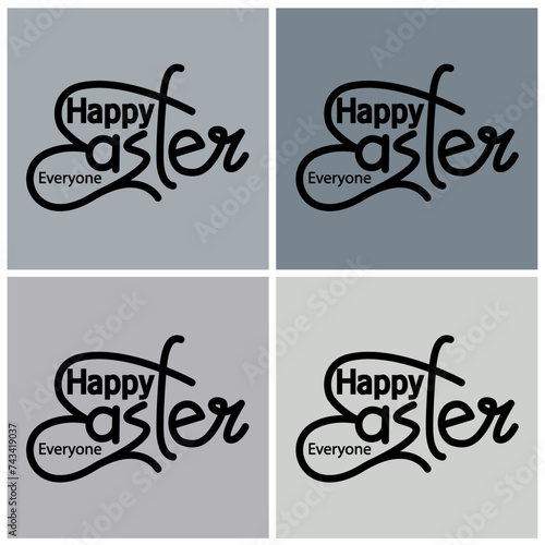 Happy easter logo with greeting text in colorful background set