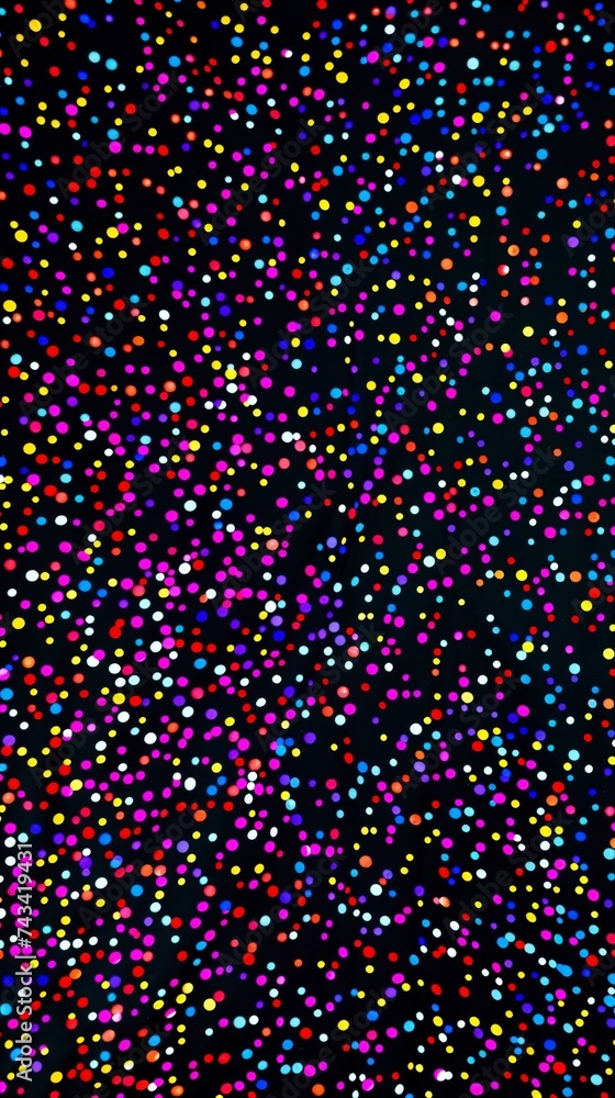 Hundreds of small colorful glowing dots on a black background. Hundreds of small colorful glowing dots on a black background.