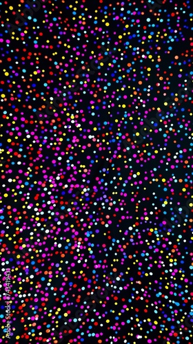 Hundreds of small colorful glowing dots on a black background.