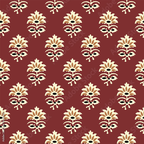 Indian Traditional floral block print booti digital textile design