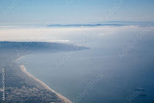 Aerial view of the Los Angeles coastline.