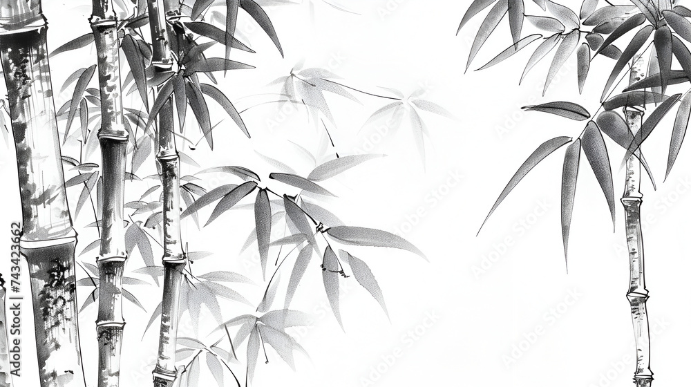 Obraz premium Ancient Chinese Style Painting of Bamboos 