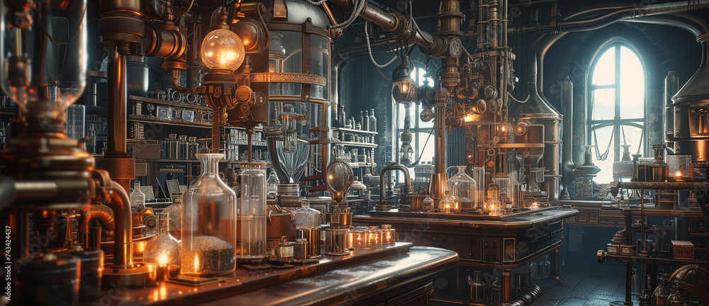 Alchemist medieval laboratory
