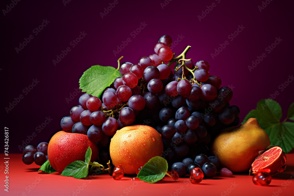 Delicious fruits with Dark background Delicious fruits with Dark background