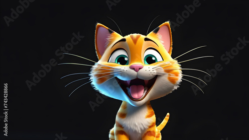 a cartoon cat with a happy face funny happy and cute cat laughing. cat with a smile © Udayakumar