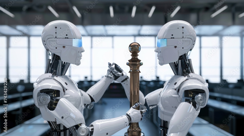 AI ethics and legal concepts artificial intelligence law and online technology of legal regulations Controlling artificial intelligence technology is a high risk.  - obrazy, fototapety, plakaty 