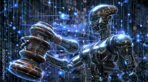 AI ethics and legal concepts artificial intelligence law and online technology of legal regulations Controlling artificial intelligence technology is a high risk. 