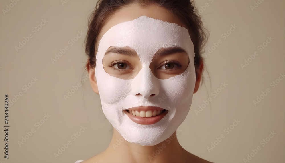 beautiful young woman with facial mask on face