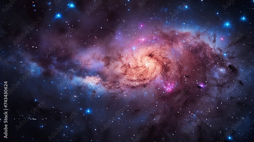 Φωτογραφία Cosmic galaxy nebula in shades of purple, blue, and pink against a black sky