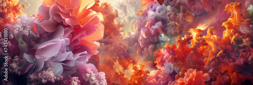 Explosive floral and cloud abstract panorama. © RISHAD