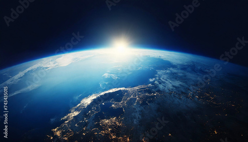 日の出 宇宙 地球 earth Generative AI