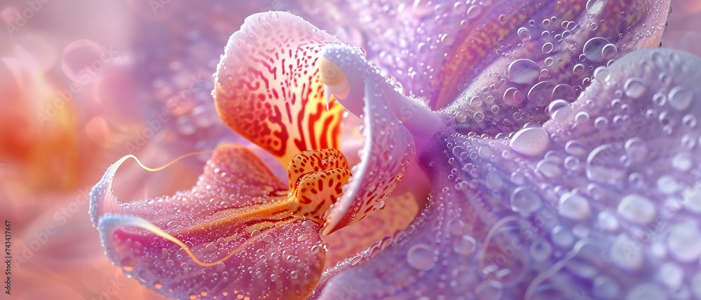 Φωτογραφία Orchid veins weave a frosty tapestry in extreme macro, punctuated by bursts of warmth that create a striking polar contrast