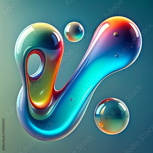 3d render of a close up of and colorful liquid abstract shape photo