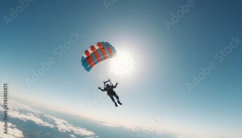 paragliding in the sky. Sky diving. Sunny day. Adventure