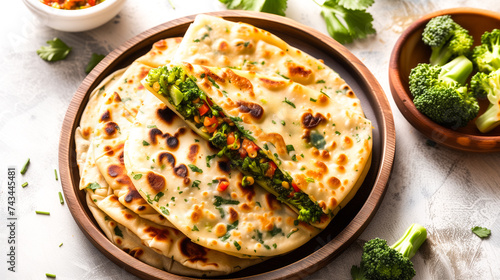 Stuffed Broccoli Paratha with Tangy Capsicum Salsa