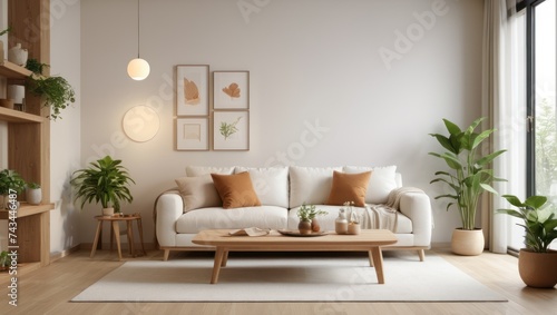 modern living room white sofa Nordic style