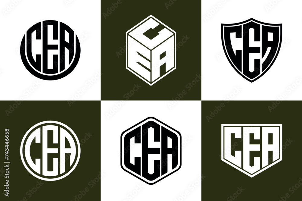CEA initial letter geometric shape icon logo design vector. monogram, letter mark, circle, polygon, shield, symbol, emblem, elegant, abstract, wordmark, sign, art, typography, icon, geometric, shape CEA initial letter geometric shape icon logo design vector. monogram, letter mark, circle, polygon, shield, symbol, emblem, elegant, abstract, wordmark, sign, art, typography, icon, geometric, shape