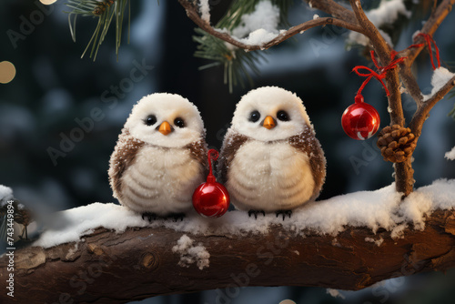 two owls in the snow