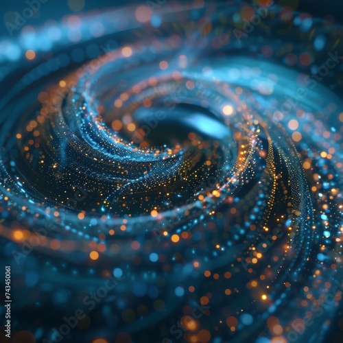 Close up of a visual transportation swirl particles aligning to form a portal gateway