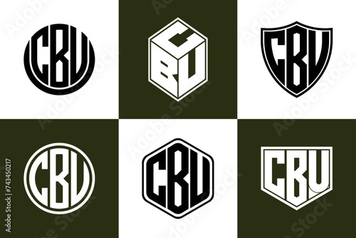 CBU initial letter geometric shape icon logo design vector. monogram, letter mark, circle, polygon, shield, symbol, emblem, elegant, abstract, wordmark, sign, art, typography, icon, geometric, shape photo