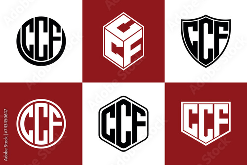 CCF initial letter geometric shape icon logo design vector. monogram, letter mark, circle, polygon, shield, symbol, emblem, elegant, abstract, wordmark, sign, art, typography, icon, geometric, shape