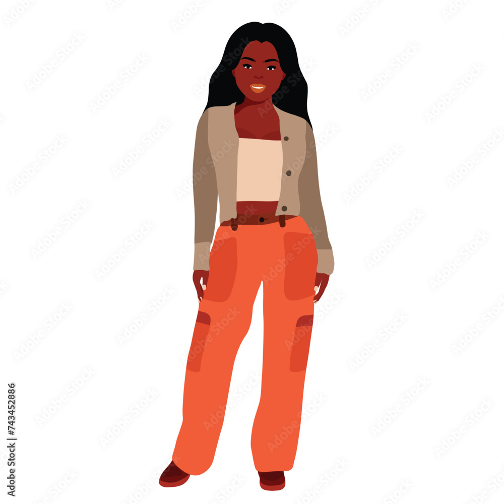 Stylish black woman in elegant art style vector Stylish black woman in elegant art style vector