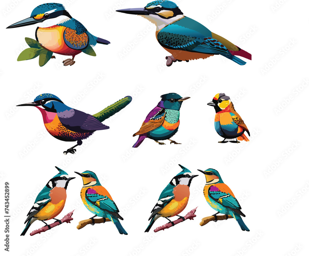 Obraz premium set of colorful birds