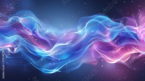 Abstract blue and purple liquid wavy shapes futuristic banner