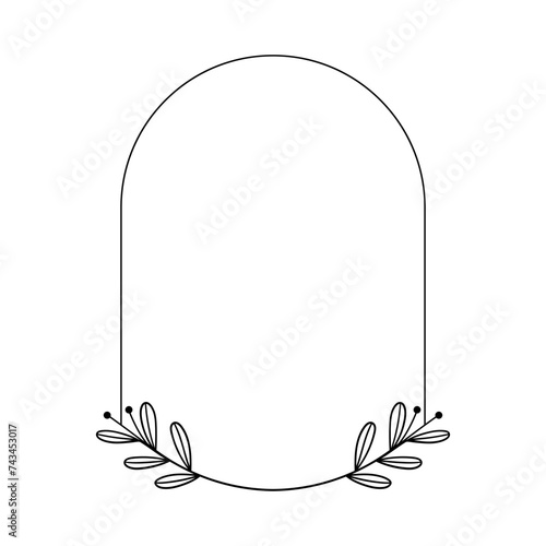 Minimal flower frame element for decorative greeting card, invitation or wedding template