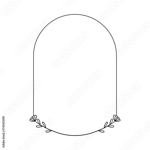 Minimal flower frame element for decorative greeting card, invitation or wedding template