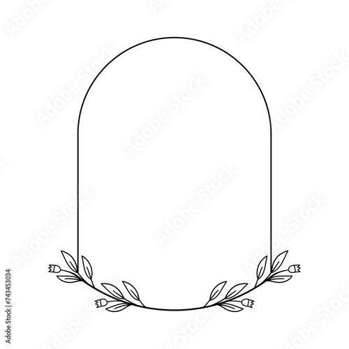 Minimal flower frame element for decorative greeting card, invitation or wedding template