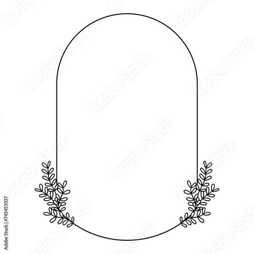 Minimal flower frame element for decorative greeting card, invitation or wedding template