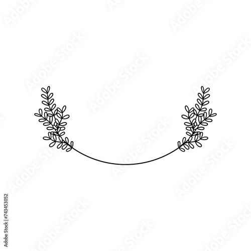 Minimal flower frame element for decorative greeting card, invitation or wedding template