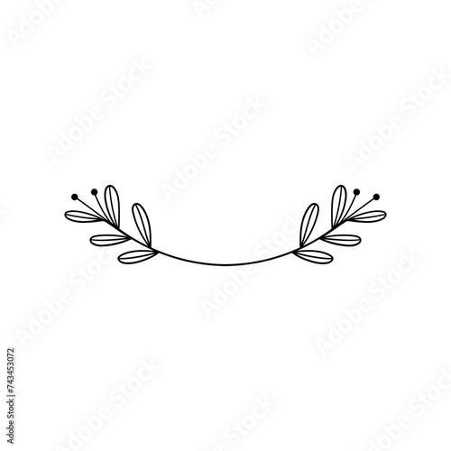 Minimal flower frame element for decorative greeting card, invitation or wedding template
