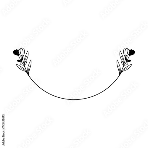 Minimal flower frame element for decorative greeting card, invitation or wedding template