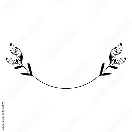 Minimal flower frame element for decorative greeting card, invitation or wedding template