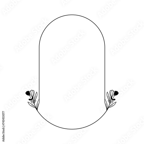 Minimal flower frame element for decorative greeting card, invitation or wedding template