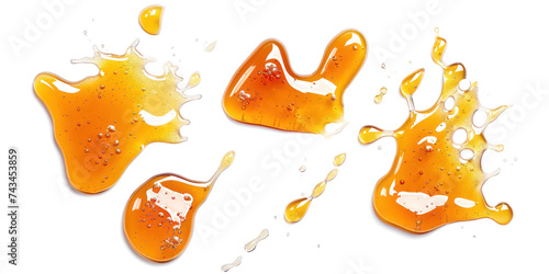 Set honey spill, Sweet honey spill drip isolated isolated on transparent png.